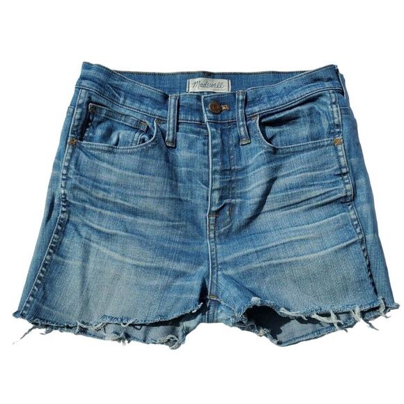 Madewell Shorts 26 Womens Light Wash High Riser Raw Hem Denim - Picture 2 of 4